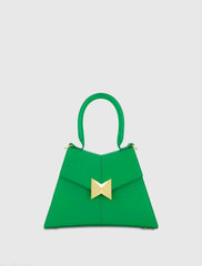 Angular Small Leather Handbag With Gold Hardware