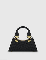 Black Angular Quilted Napa Leather Handbag